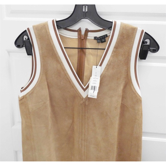 New Theory‎ Ihaya Chestnut Classic Suede Dress sz 0 $715rt - Picture 2 of 5